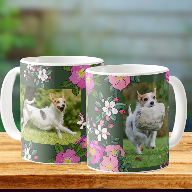 Personalized photos in wildflowers garden Pet dog Coffee Mug (Creator Uploaded)