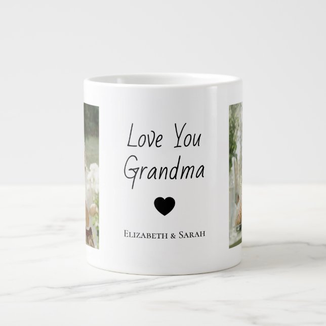 Personalized Photos & "Love You Grandma Large Coffee Mug (Front)