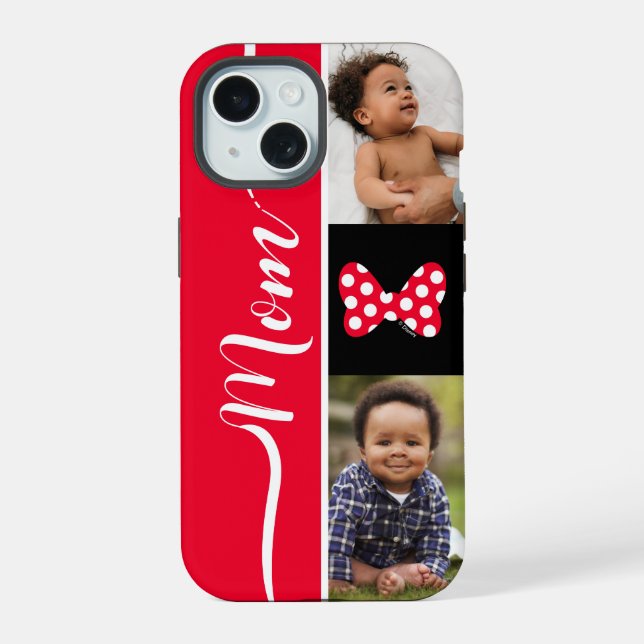 Personalized Photos | Minnie Mouse Bow iPhone 15 Case (Back)