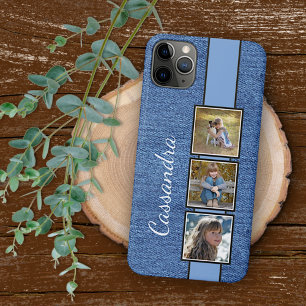 Personalized Photos On Rustic Blue Denim