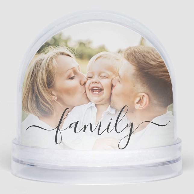 Personalized Photos Script Christmas Family Custom Snowglobe (Front)