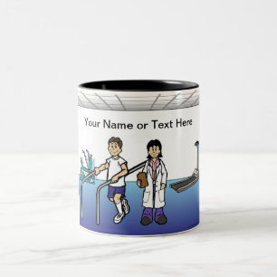 Personalized Physical Therapist - Female Cartoon Two-Tone Coffee Mug