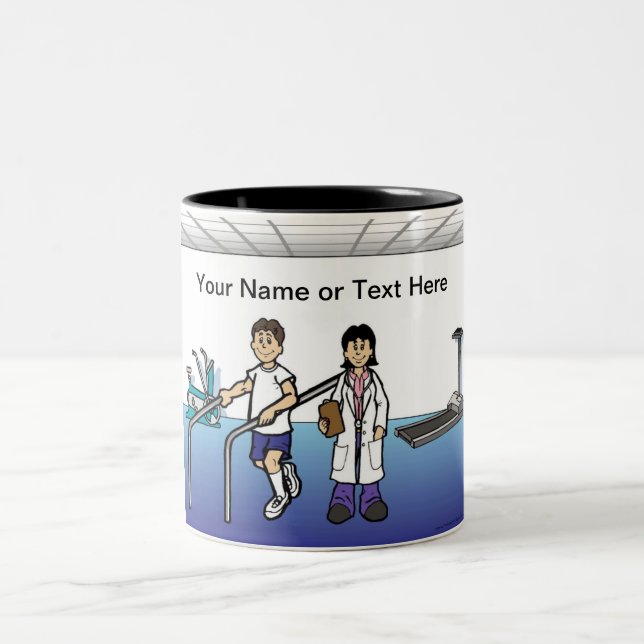 Personalized Physical Therapist - Female Cartoon Two-Tone Coffee Mug (Center)