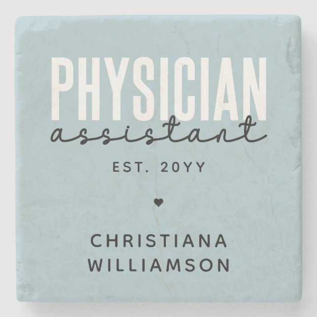 Personalized Physician Assistant PA Graduation Stone Coaster (Front)