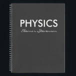 Personalized Physics Graph Paper Black and White Notebook<br><div class="desc">A cute,  trendy notebook to take to physics class or for homework with a simple,  minimalist cover in black and white and space for the school subject and your name to be personalized.</div>
