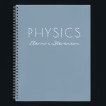 Personalized Physics Graph Paper Dusty Blue  Notebook<br><div class="desc">A cute,  trendy notebook to take to physics class or for homework with a simple,  minimalist cover in pretty dusty blue and space for the school subject and your name to be personalized.</div>