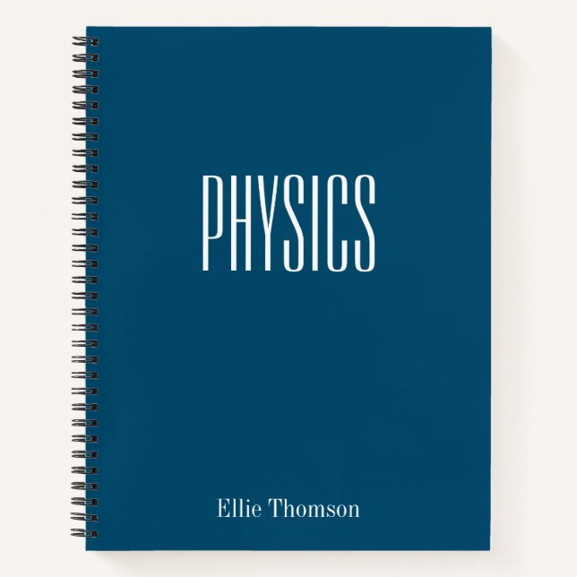 Personalized Physics Graph Paper Simple Blue Notebook (Front)