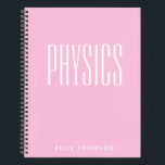 Personalized Physics Graph Paper Simple Pink Notebook<br><div class="desc">A cute,  trendy notebook to take to physics class or for homework with a simple,  minimalist cover in pastel pink and space for the school subject and your name to be personalized.

*Updated version with more room for your name.</div>