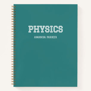 Personalized Physics School Calendar Teal Blue Notebook
