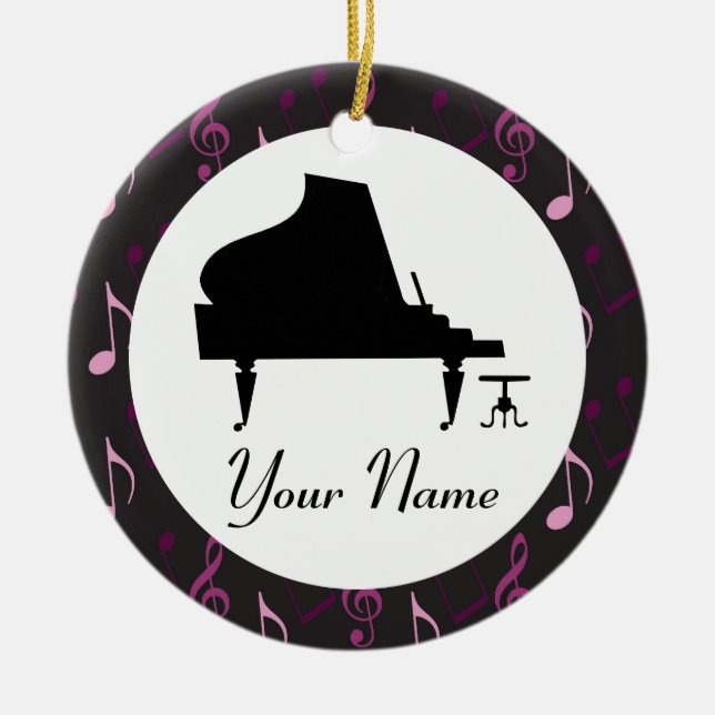 Personalized Piano Gift Music Ornament (Front)