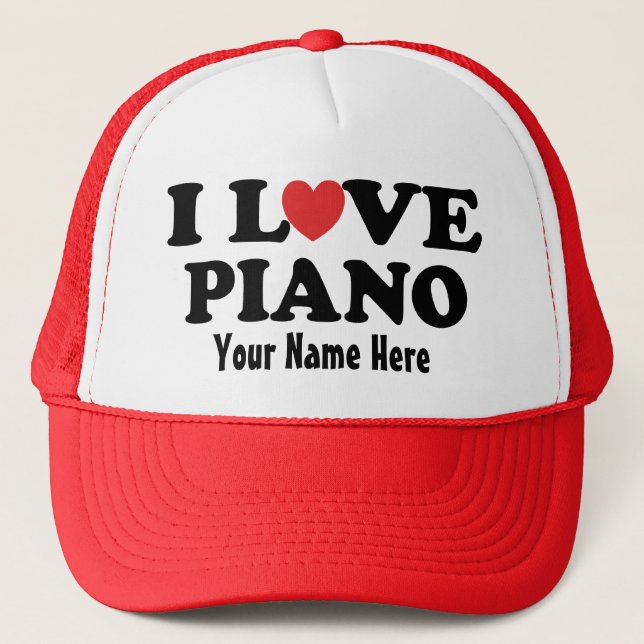 Personalized Piano I Love Heart Music Gift Hat (Front)