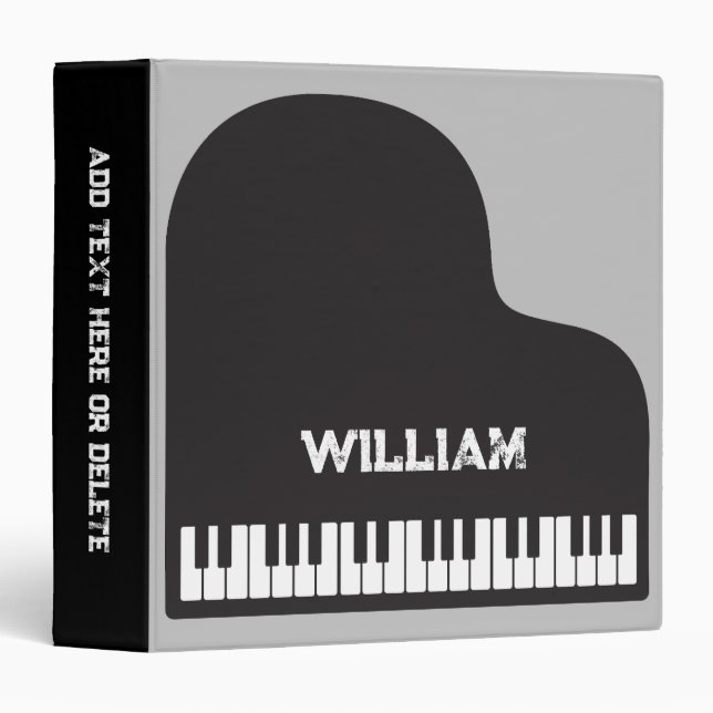 Personalized Piano Keys 3 Ring Binder (Front/Spine)