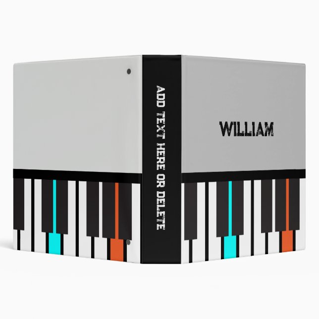Personalized Piano Keys 3 Ring Binder (Background)
