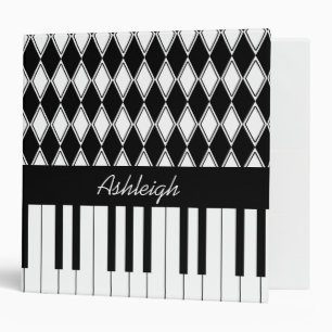 Personalized Piano Keys and Diamonds Binder