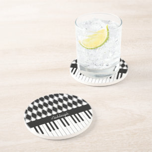 Personalized Piano Keys and Diamonds Coaster