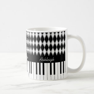 Personalized Piano Keys and Diamonds Coffee Mug