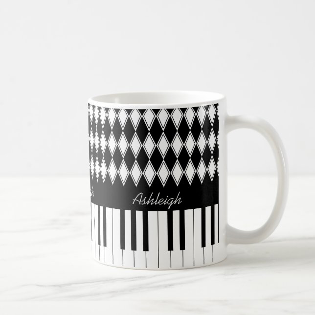 Personalized Piano Keys and Diamonds Coffee Mug (Right)