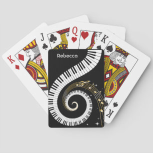 Personalized Piano Keys and Gold Music Notes Playing Cards