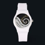 Personalized Piano Keys and Gold Music Notes Watch<br><div class="desc">Personalized musical notes design featuring swirling piano keys with gold musical notes flowing from the centre of the keys on a black and silver grey printed background. This design would make the perfect gift for the piano lover and is available on a collection of gifts and paper products. sgb01</div>