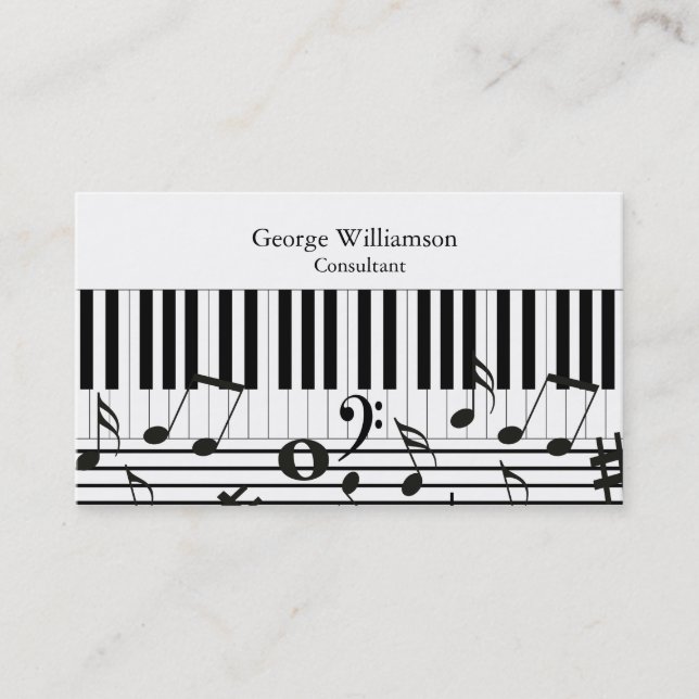 Personalized Piano Keys Instruments Business Card (Front)