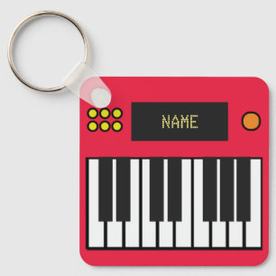 Personalized Piano Keys Keyboard Keychain Red