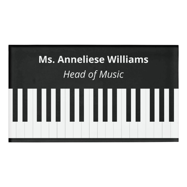 Personalized Piano Keys Keyboard Music Musician Name Tag (Front)