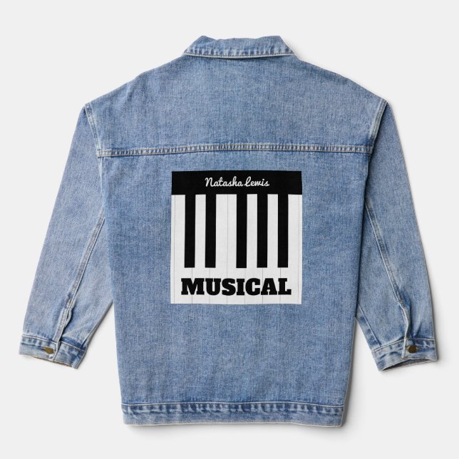 Personalized Piano Keys Music Musical Instrument Denim Jacket (Back)
