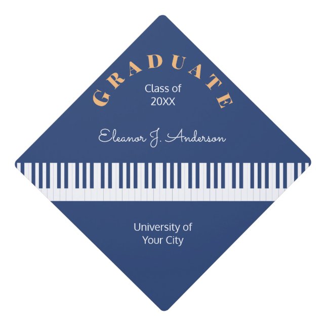 Personalized Piano Keys Musical Keyboard Music Graduation Cap Topper (Front)