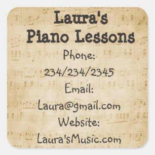 Personalized Piano Lessons Promotional Stickers