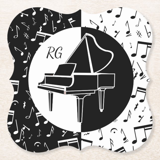 Personalized Piano lover art Paper Coaster (Front)