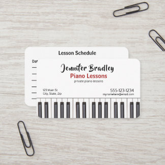 Personalized Piano Teacher Business Cards