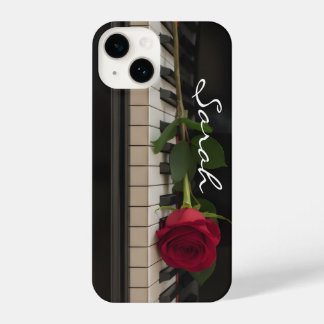 Personalized Piano with a red rose - romantic iPhone 14 Case