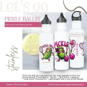 Personalized "Pickle Ballin'" Water Bottle