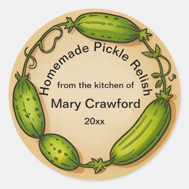 Personalized Pickle Canning Jarring Labels (Front)