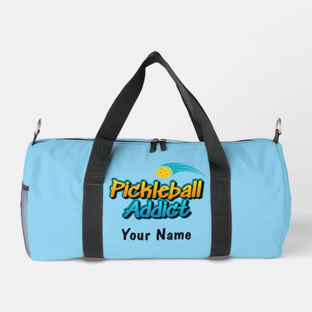 Personalized Pickleball Addict Blue Duffle Bag (Back)