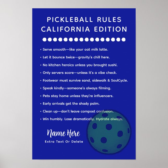 Personalized Pickleball California Edition Poster (Front)