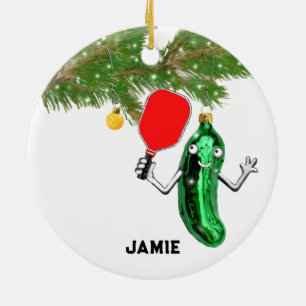 personalized pickleball ceramic ornament