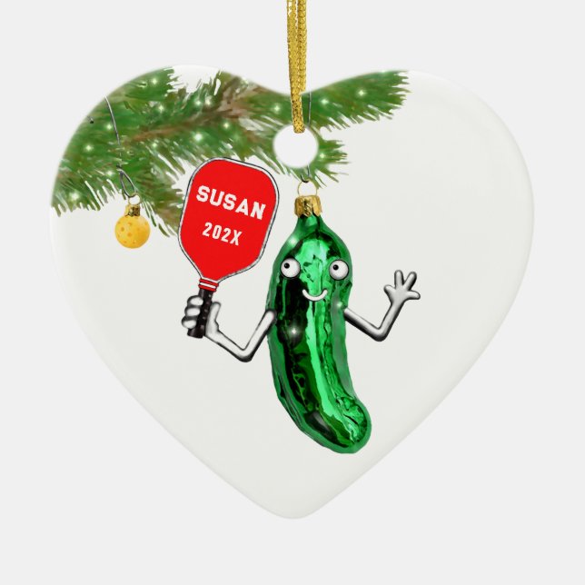 personalized pickleball ceramic ornament (Front)