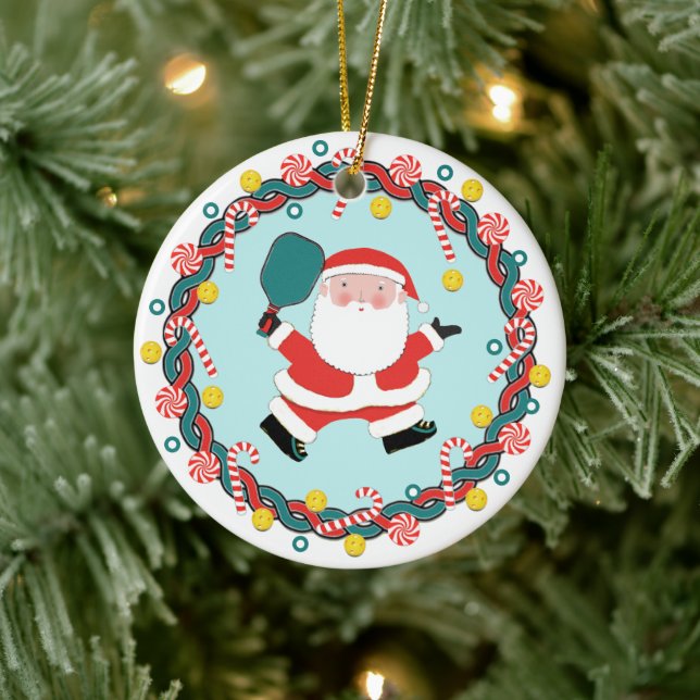 Personalized Pickleball Christmas Collectable Ceramic Ornament (Tree)