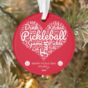  Personalized Pickleball Christmas Heart  Ornament