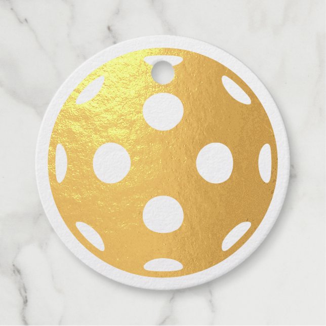 Personalized pickleball gold Foil Favour Tags (Front)