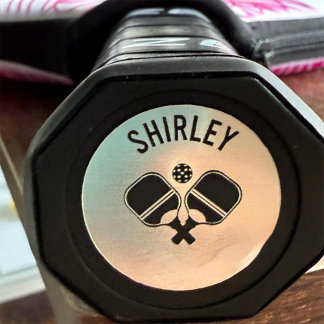 Personalized Pickleball Paddle Butt Name Cap Classic Round Sticker