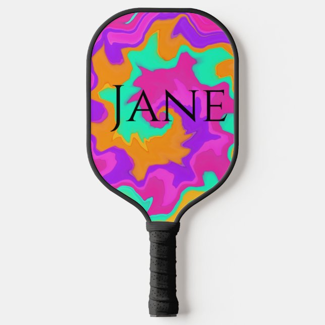 Personalized Pickleball Paddle – Colourful Swirl  (Front)