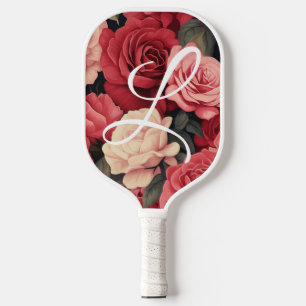 Personalized Pickleball Paddle Red Roses Themed