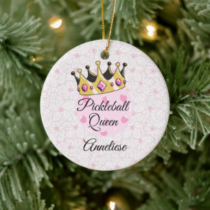 Personalized Pickleball Queen Gift Christmas Ceramic Ornament