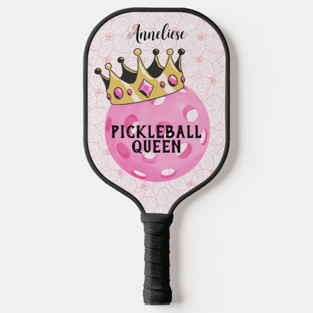Personalized "Pickleball Queen" with Crown Design Pickleball Paddle (Front)