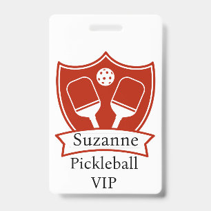Personalized Pickleball Red VIP  Badge