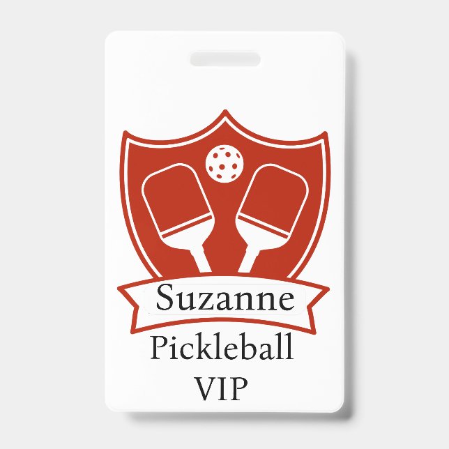 Personalized Pickleball Red VIP  Badge (Front)