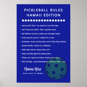 Personalized Pickleball Rules Hawaii Edition Post Poster