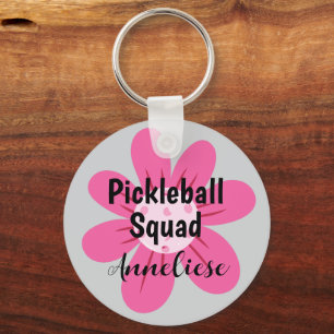 Personalized Pickleball Squad Flower Gift Keychain